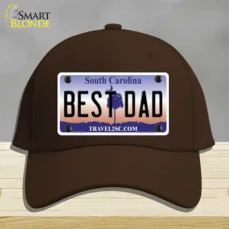 Best Dad South Carolina Novelty License Plate Hat Cotton / Dark Brown