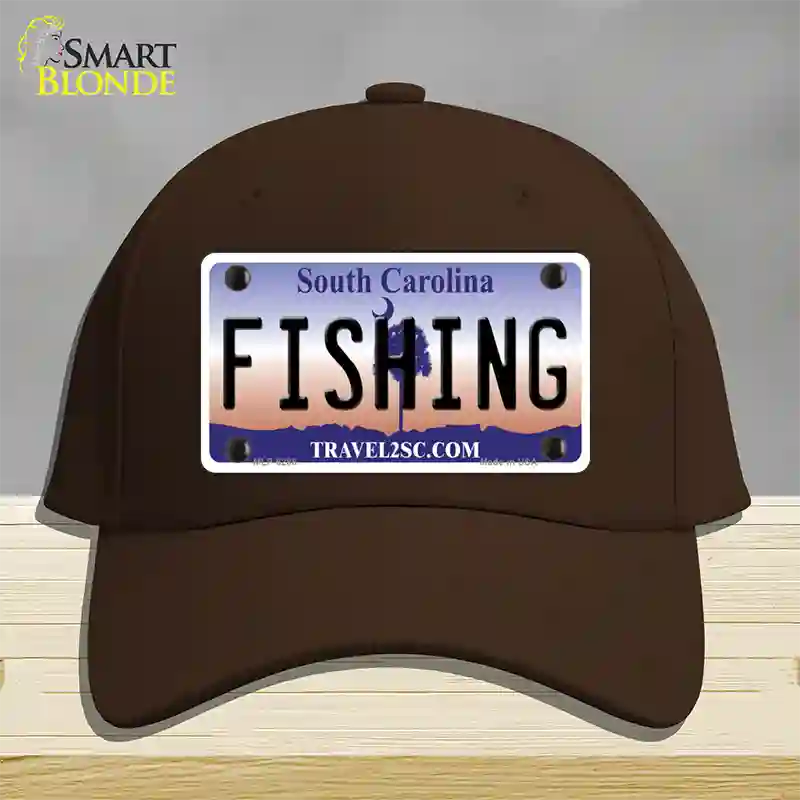 Fishing South Carolina Novelty License Plate Hat Cotton / Dark Brown