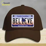 Believe South Carolina Novelty License Plate Hat Cotton / Dark Brown