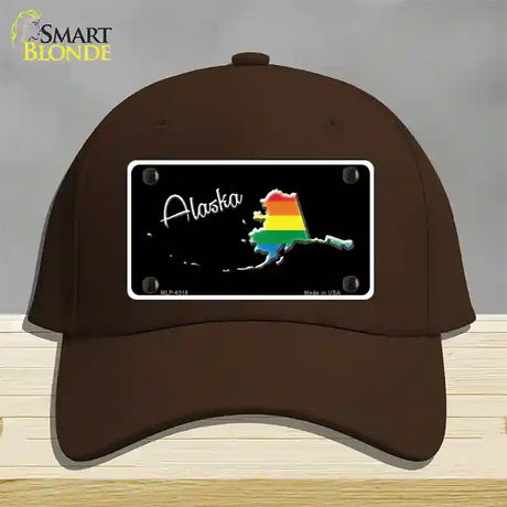 Alaska Rainbow Novelty License Plate Hat Cotton / Dark Brown