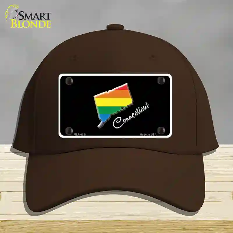 Connecticut Rainbow Novelty License Plate Hat Cotton / Dark Brown