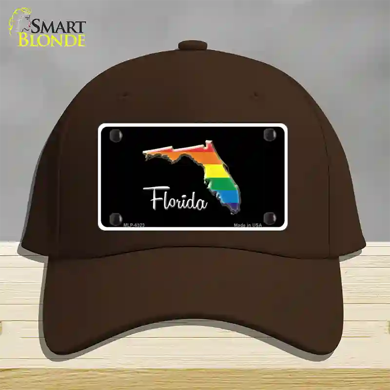 Florida Rainbow Novelty License Plate Hat Cotton / Dark Brown