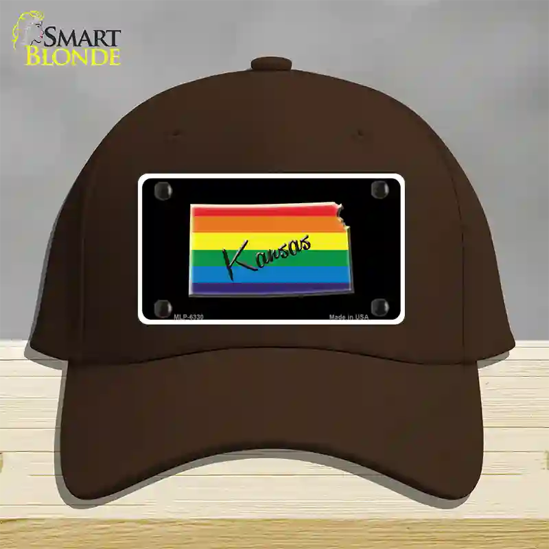 Kansas Rainbow Novelty License Plate Hat Cotton / Dark Brown