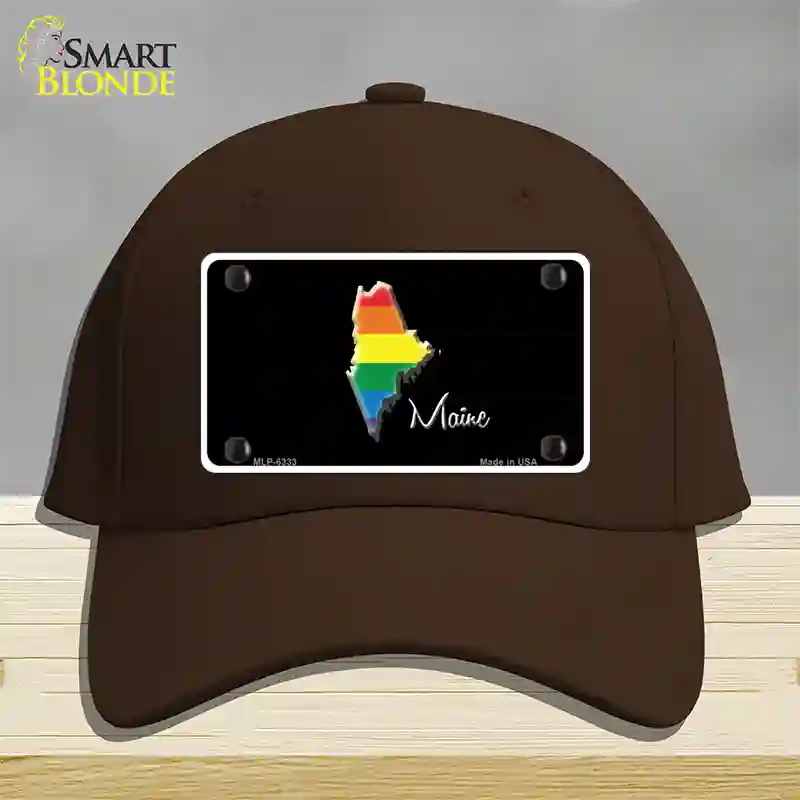 Maine Rainbow Novelty License Plate Hat Cotton / Dark Brown