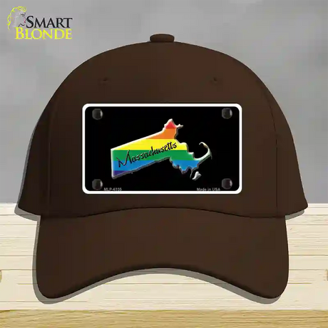 Massachusetts Rainbow Novelty License Plate Hat Cotton / Dark Brown