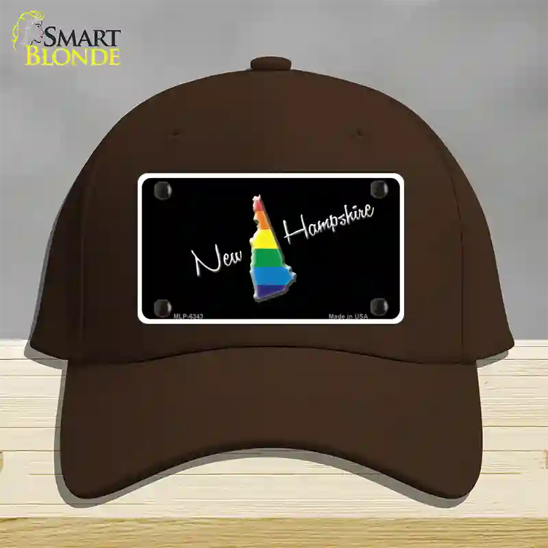 New Hampshire Rainbow Novelty License Plate Hat Cotton / Dark Brown