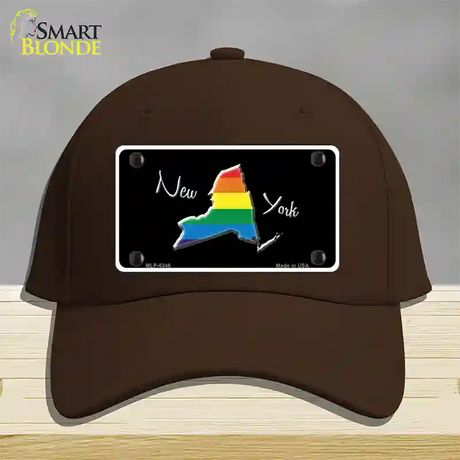 New York Rainbow Novelty License Plate Hat Cotton / Dark Brown