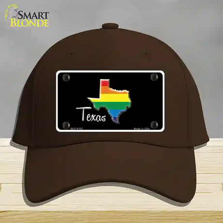 Texas Rainbow Novelty License Plate Hat Cotton / Dark Brown