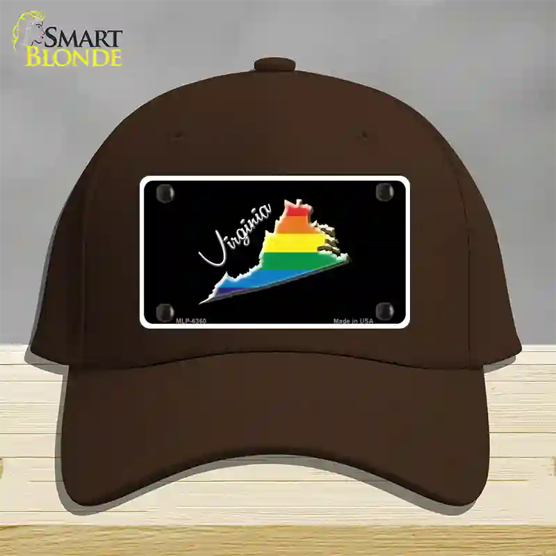 Virginia Rainbow Novelty License Plate Hat Cotton / Dark Brown