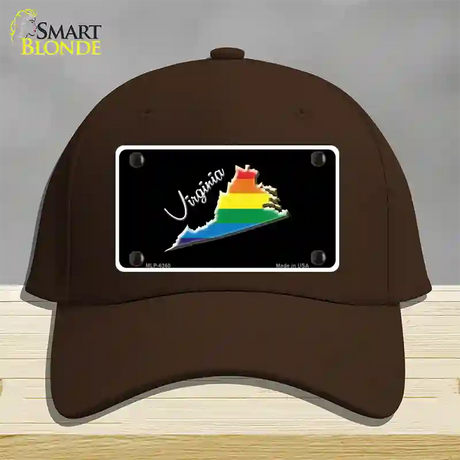 Virginia Rainbow Novelty License Plate Hat Cotton / Dark Brown