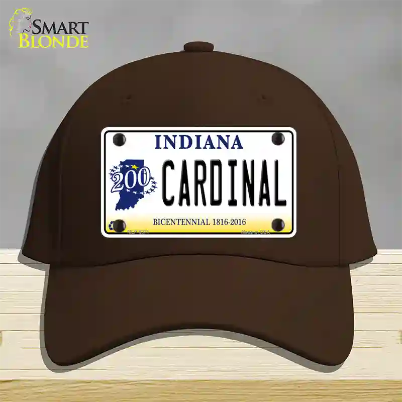 Cardinal Indiana Novelty License Plate Hat Cotton / Dark Brown