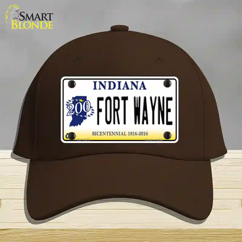 Fort Wayne Indiana Novelty License Plate Hat Cotton / Dark Brown