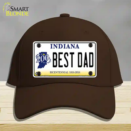 Best Dad Indiana Bicentennial Novelty License Plate Hat Cotton / Dark Brown