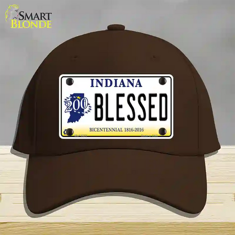 Blessed Indiana Novelty License Plate Hat Cotton / Dark Brown