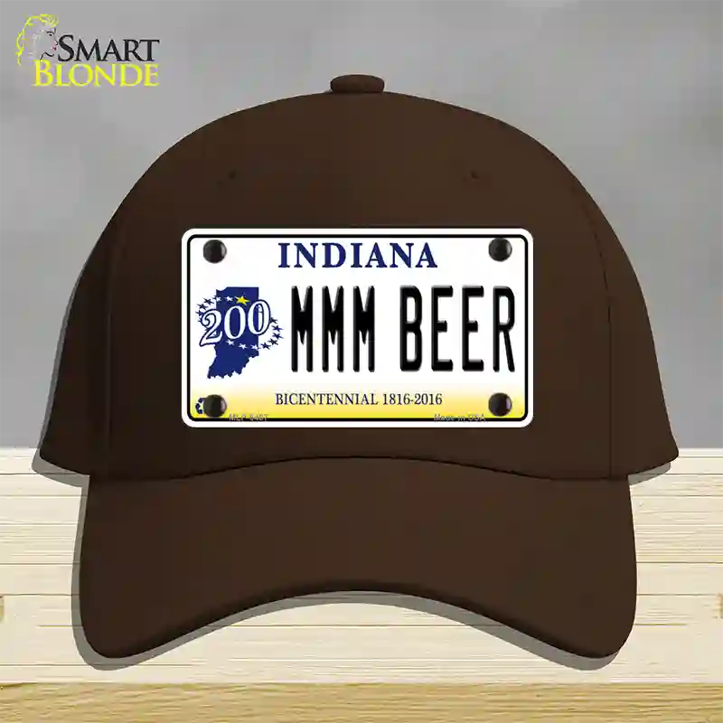 MMM Beer Indiana Novelty License Plate Hat Cotton / Dark Brown