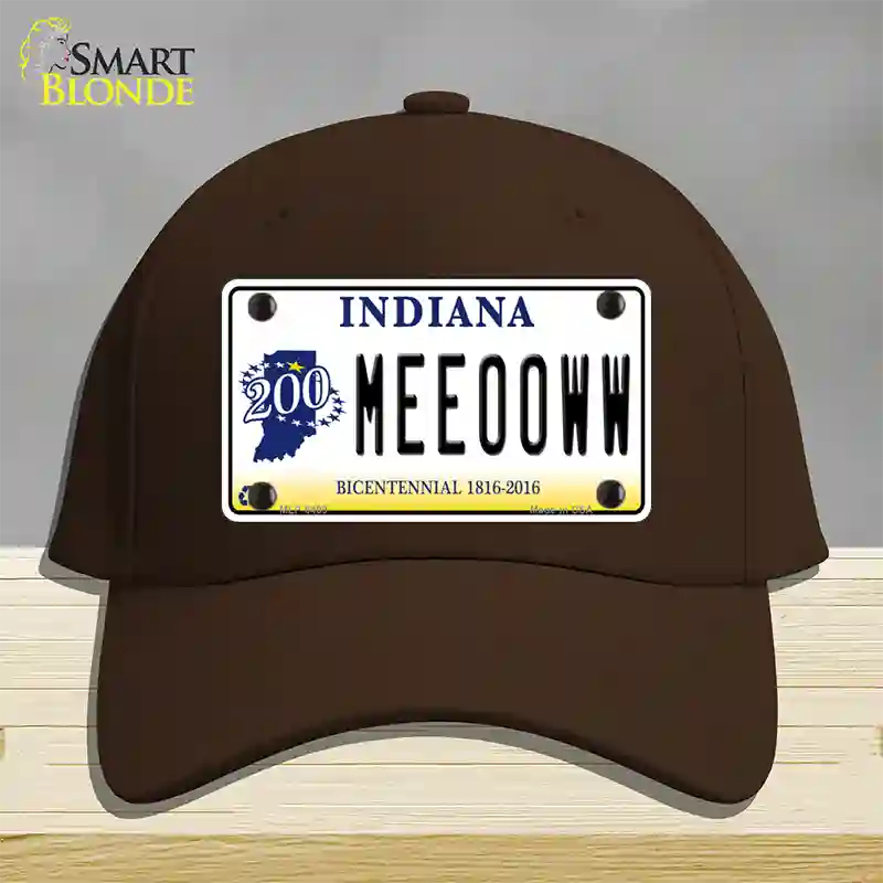 Meeooww Indiana Novelty License Plate Hat Cotton / Dark Brown