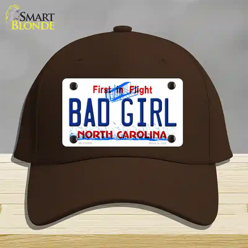 Bad Girl North Carolina Novelty License Plate Hat Cotton / Dark Brown