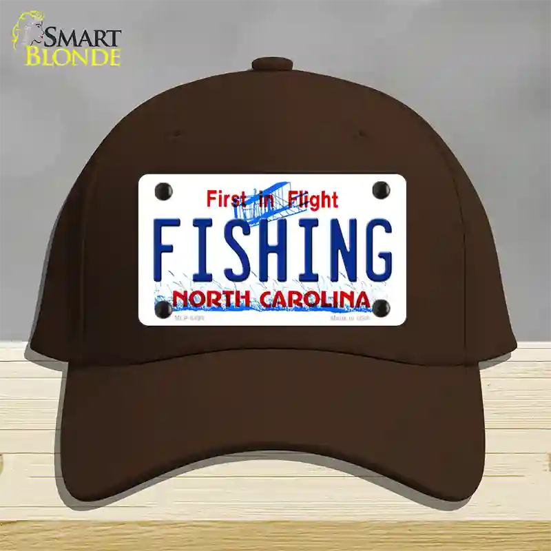 Fishing North Carolina Novelty License Plate Hat Cotton / Dark Brown