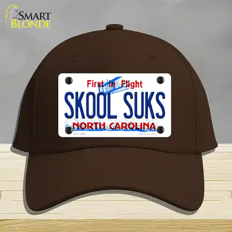 Skool Suks North Carolina Novelty License Plate Hat Cotton / Dark Brown