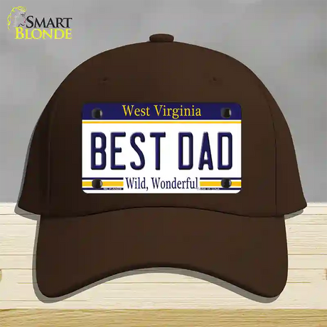 Best Dad West Virginia Novelty License Plate Hat Cotton / Dark Brown