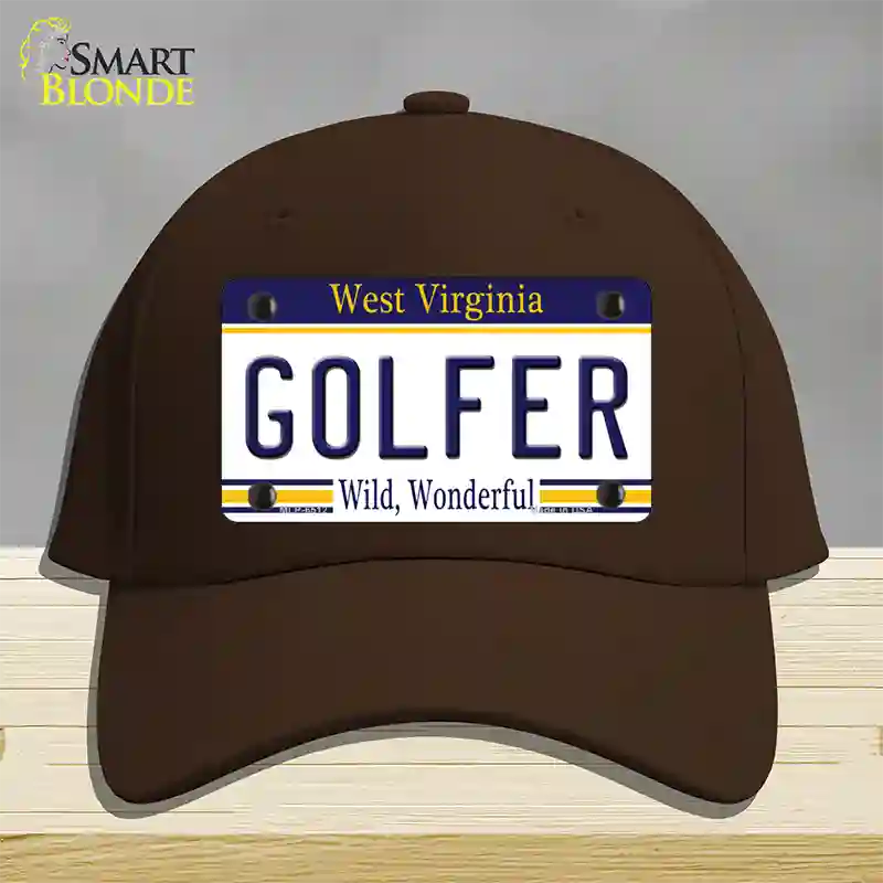 Golfer West Virginia Novelty License Plate Hat Cotton / Dark Brown