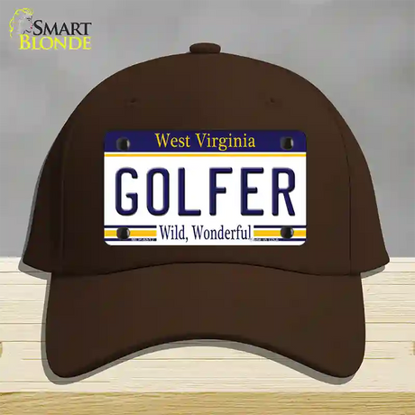 Golfer West Virginia Novelty License Plate Hat Cotton / Dark Brown