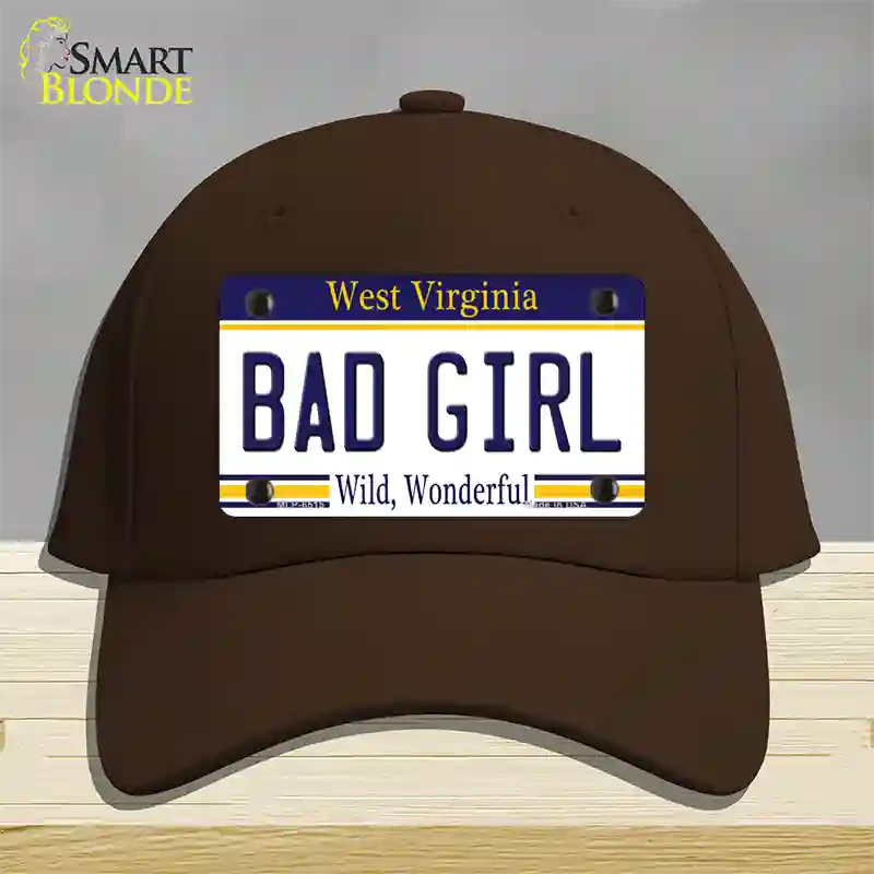 Bad Girl West Virginia Novelty License Plate Hat Cotton / Dark Brown