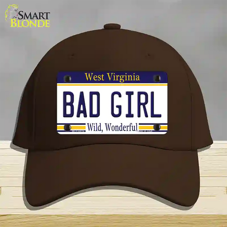 Bad Girl West Virginia Novelty License Plate Hat Cotton / Dark Brown