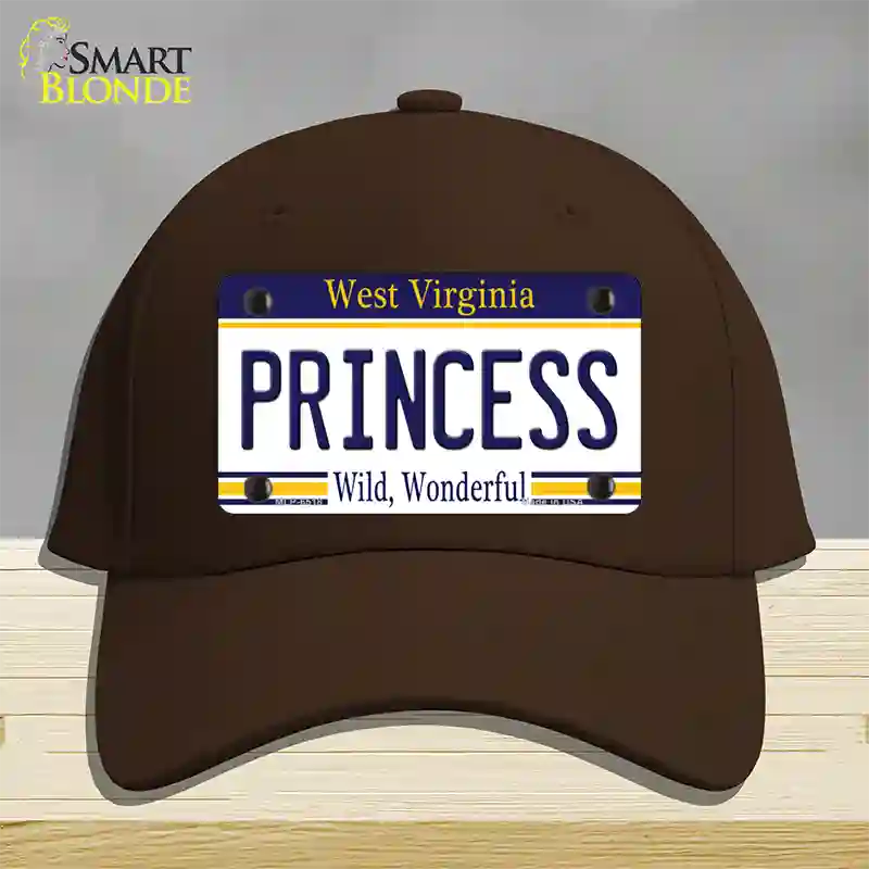 Princess West Virginia Novelty License Plate Hat Cotton / Dark Brown