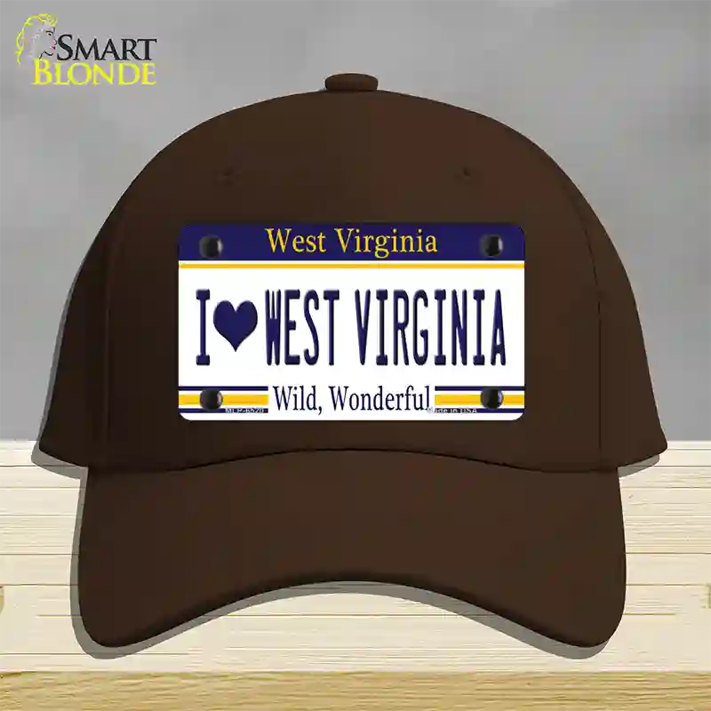 I Love West Virginia Novelty License Plate Hat Cotton / Dark Brown