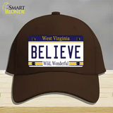 Believe West Virginia Novelty License Plate Hat Cotton / Dark Brown