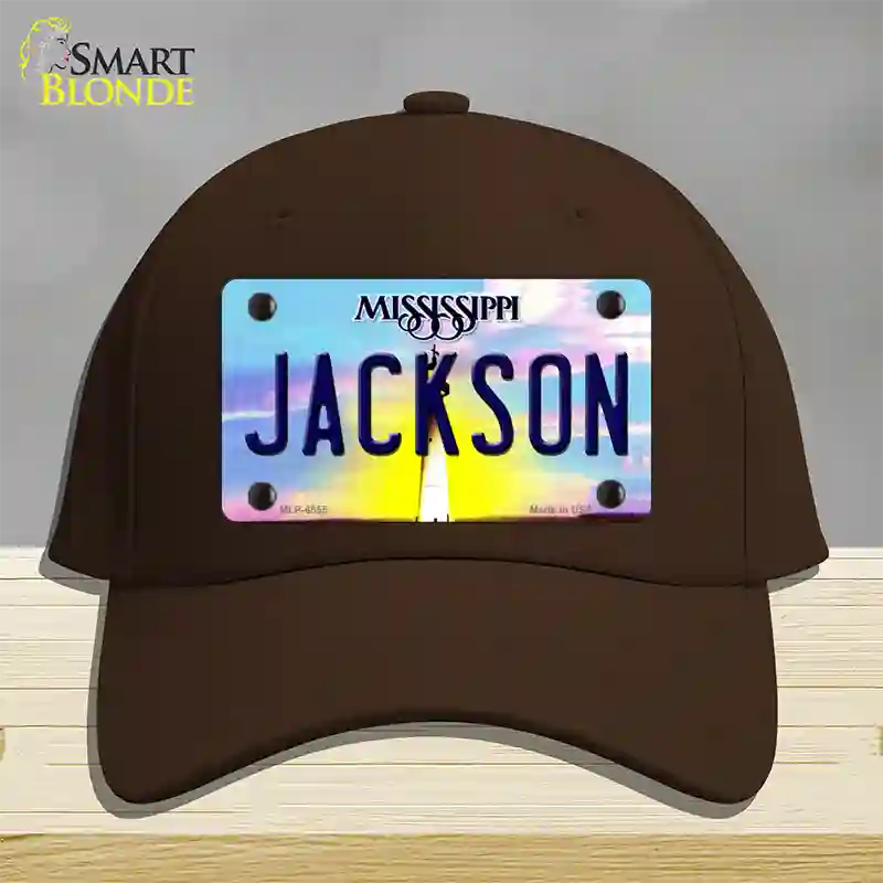 Jackson Mississippi Novelty License Plate Hat Cotton / Dark Brown