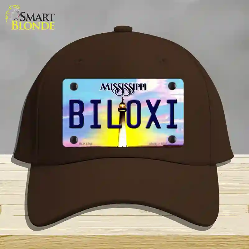 Biloxi Mississippi Novelty License Plate Hat Cotton / Dark Brown