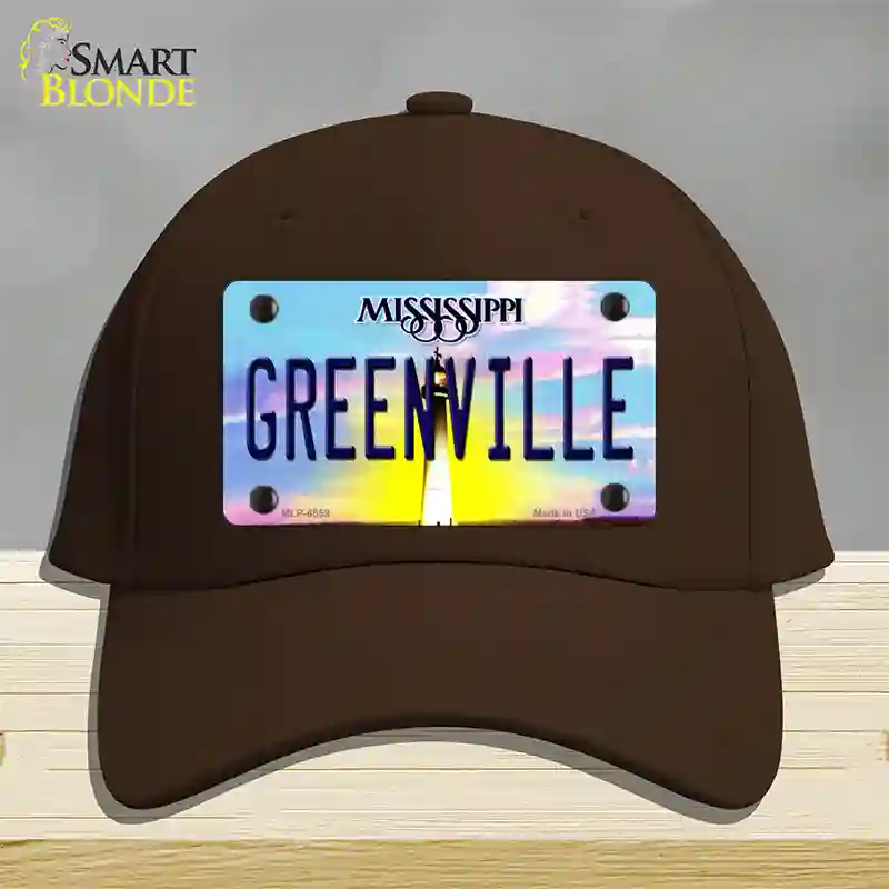 Greenville Mississippi Novelty License Plate Hat Cotton / Dark Brown