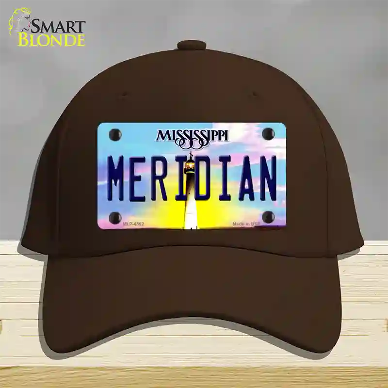 Meridian Mississippi Novelty License Plate Hat Cotton / Dark Brown