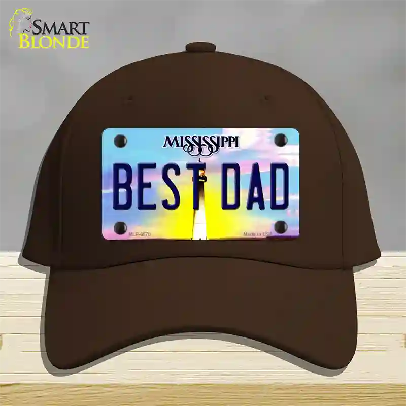 Best Dad Mississippi Novelty License Plate Hat Cotton / Dark Brown