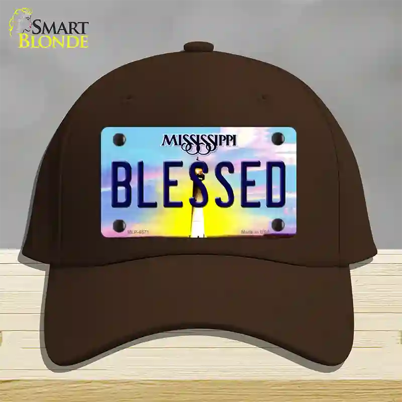 Blessed Mississippi Novelty License Plate Hat Cotton / Dark Brown