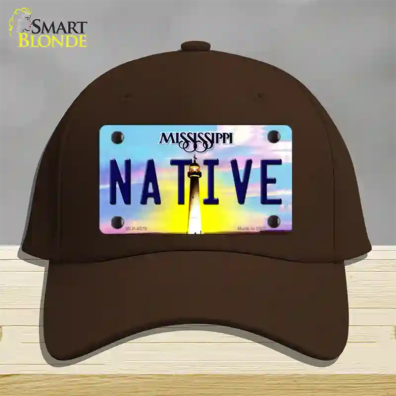 Native Mississippi Novelty License Plate Hat Cotton / Dark Brown