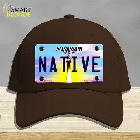 Native Mississippi Novelty License Plate Hat Cotton / Dark Brown