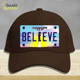 Believe Mississippi Novelty License Plate Hat Cotton / Dark Brown