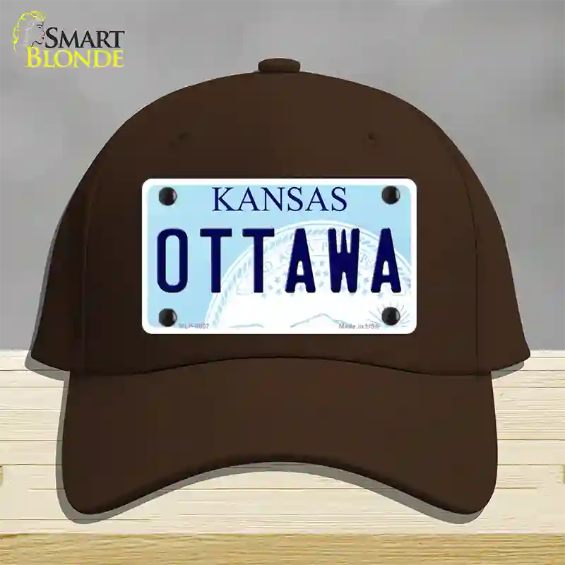 Ottawa Kansas Novelty License Plate Hat Cotton / Dark Brown