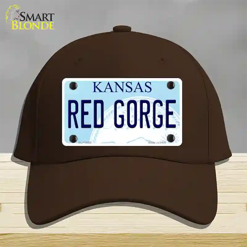 Red Gorge Kansas Novelty License Plate Hat Cotton / Dark Brown