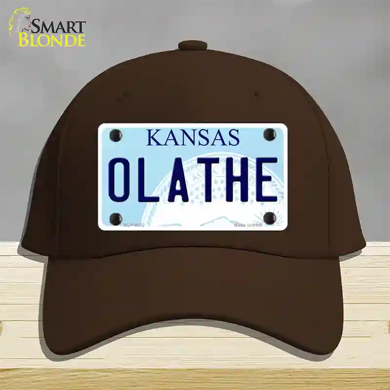 Olathe Kansas Novelty License Plate Hat Cotton / Dark Brown