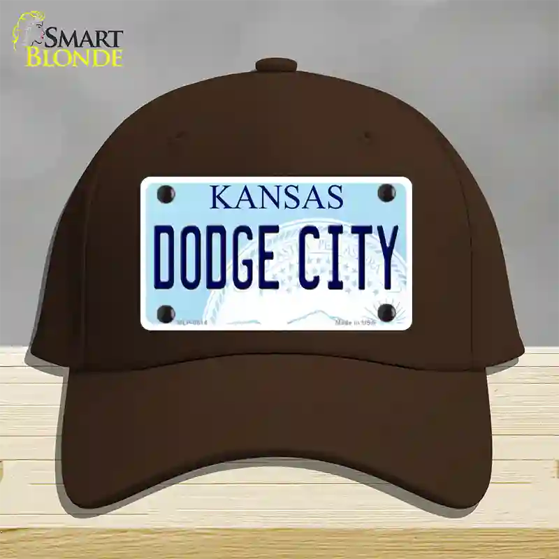 Dodge City Kansas Novelty License Plate Hat Cotton / Dark Brown