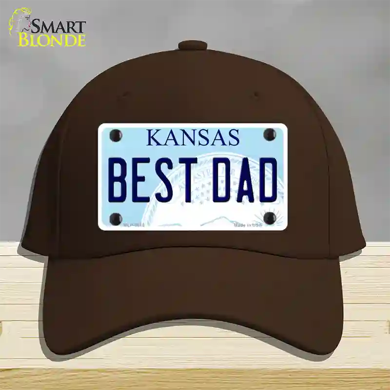 Best Dad Kansas Novelty License Plate Hat Cotton / Dark Brown