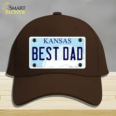 Best Dad Kansas Novelty License Plate Hat Cotton / Dark Brown