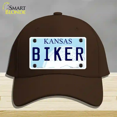 Biker Kansas Novelty License Plate Hat Cotton / Dark Brown