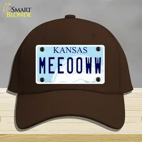 Meeooww Kansas Novelty License Plate Hat Cotton / Dark Brown