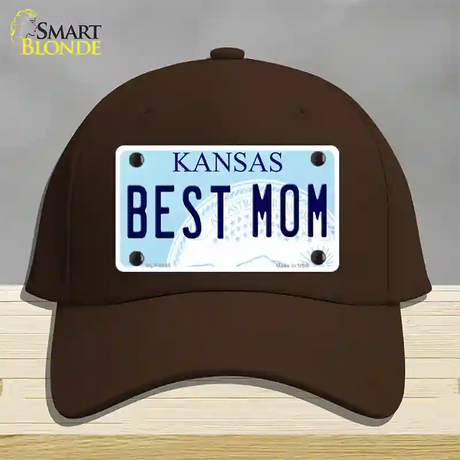 Best Mom Kansas Novelty License Plate Hat Cotton / Dark Brown