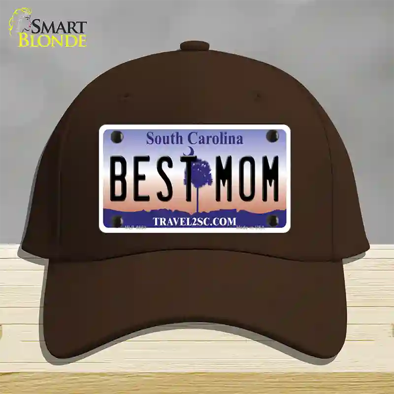 Best Mom South Carolina Novelty License Plate Hat Cotton / Dark Brown